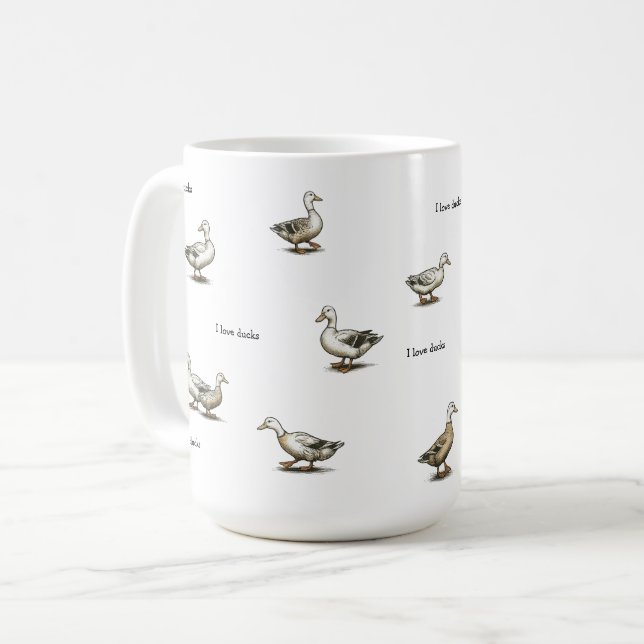 Caneca De Café Eu Amo Patos (Frente Esquerda)