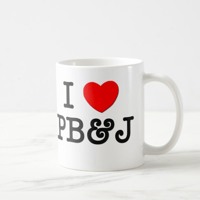 Caneca De Café Eu amo PB&J (a comida) (Direita)