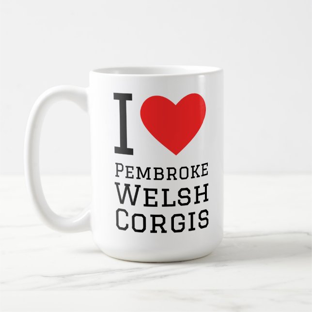 Caneca De Café Eu amo pembroke welsh corgis (Esquerda)