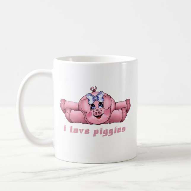 Caneca De Café Eu amo Piggies (Esquerda)
