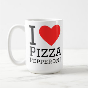 Caneca De Café Eu amo pizza de pepperoni