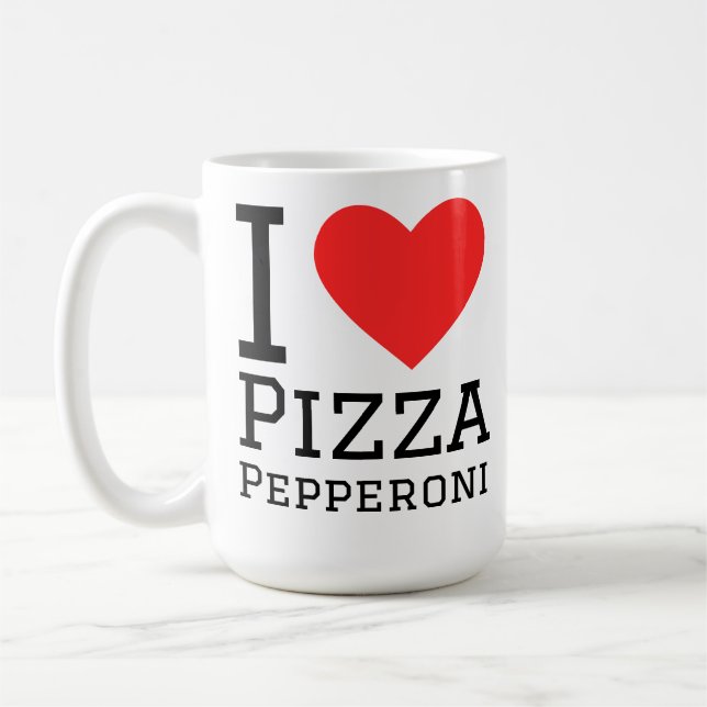 Caneca De Café Eu amo pizza de pepperoni  (Esquerda)