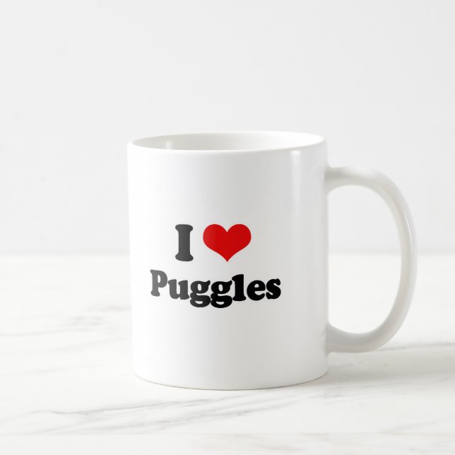 Caneca De Café Eu amo Puggles (Direita)