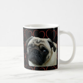 Caneca De Café Eu amo Pugs com corações