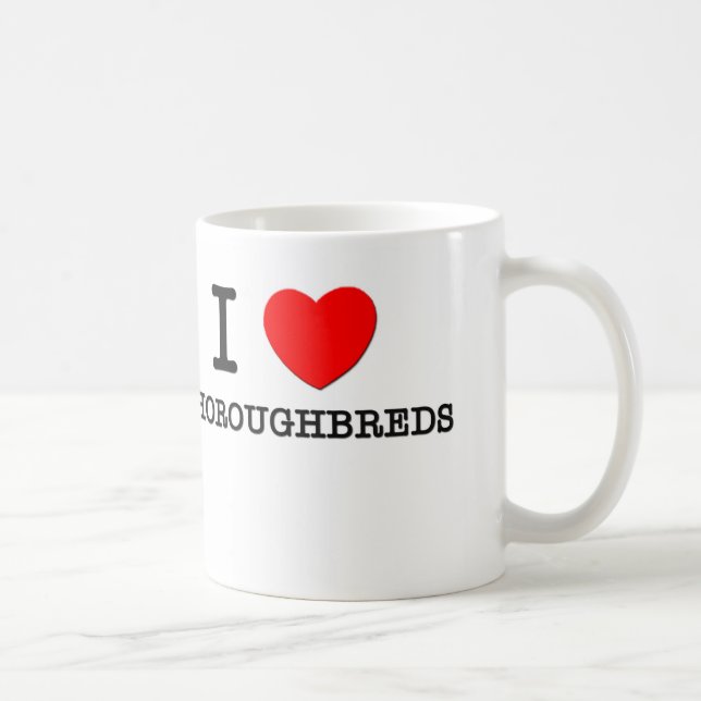 Caneca De Café Eu amo puro-sangue (os cavalos) (Direita)