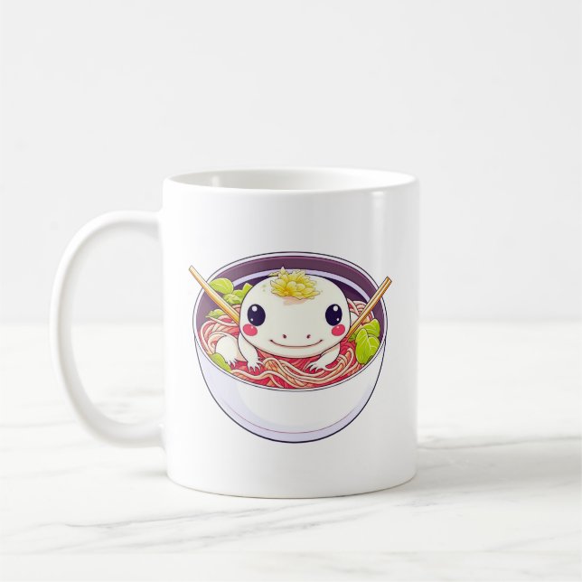 Caneca De Café Eu Amo Ramen Axolotl Pun (Esquerda)