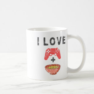 Caneca De Café Eu Amo Ramen E Jogos Divertido Retro Noodles Gamer