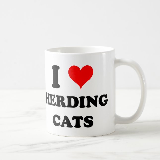 Caneca De Café Eu amo reunir gatos (Direita)