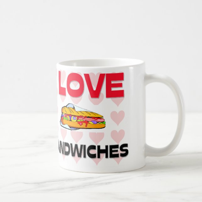 Caneca De Café Eu amo sanduíches (Direita)