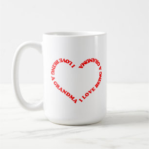 Caneca De Café Eu Amo Ser uma Vovó Design de Coração Vermelho par