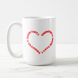 Caneca De Café Eu Amo Ser uma Vovó Design de Coração Vermelho par