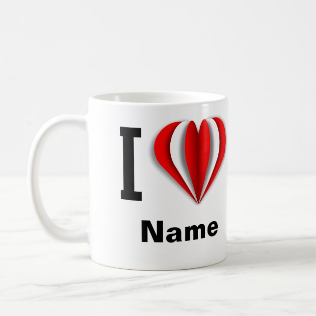Caneca De Café Eu Amo [Seu Nome]" Heart Mug (Esquerda)