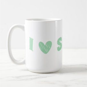 Caneca De Café Eu Amo Simples" Design de texto Minimalista Verde