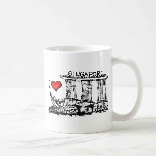 Caneca De Café Eu amo Singapore (Direita)