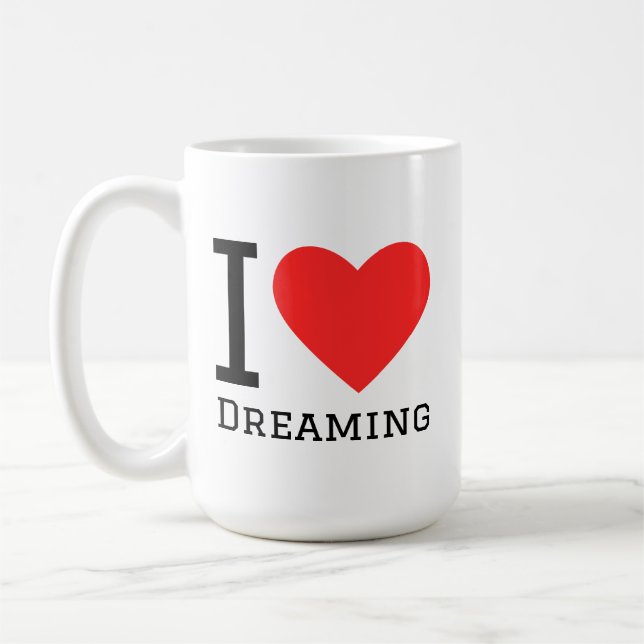 Caneca De Café Eu amo sonhar adesivo quadrado (Esquerda)