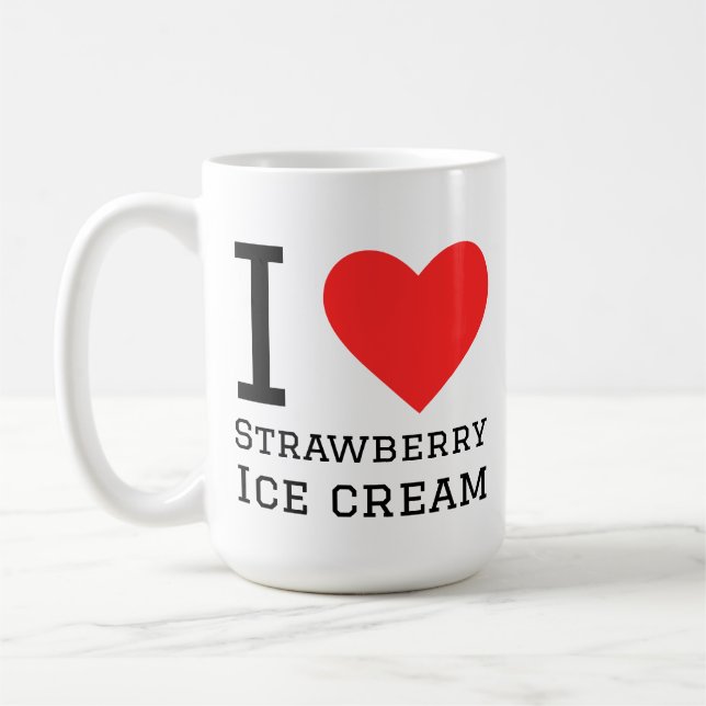 Caneca De Café Eu amo sorvete de morango (Esquerda)