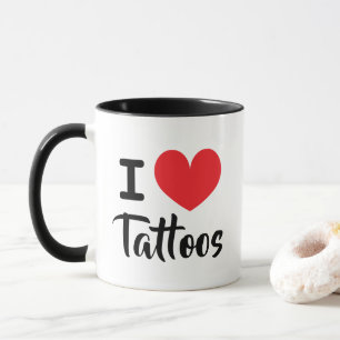Caneca de café Eu amo tatuagens para amante de tat