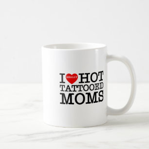 Caneca De Café Eu Amo Tatuagens Quentes Mães Coração Vermelho Eng