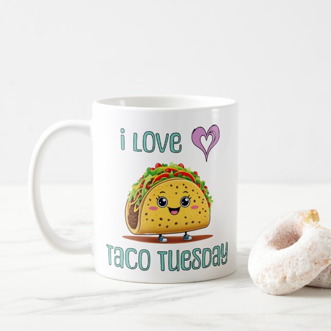Caneca De Café Eu Amo Terça-Feira de Taco (Com Donut)