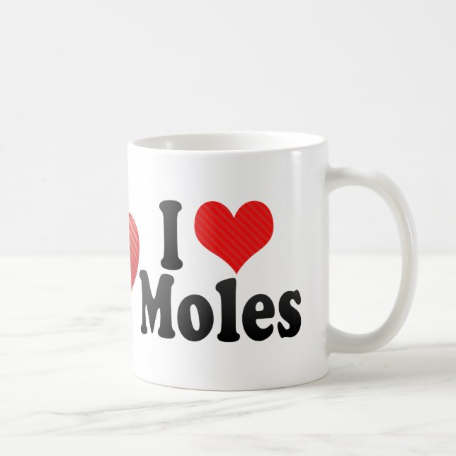Caneca De Café Eu amo toupeiras (Direita)