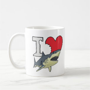 Caneca De Café Eu Amo Tubarões