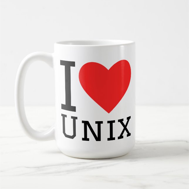 Caneca De Café Eu amo Unix (Esquerda)