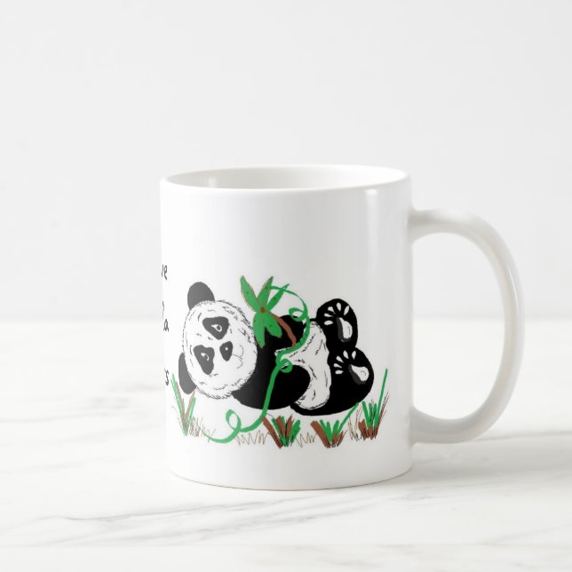 Caneca De Café Eu Amo Ursos de Panda (Direita)
