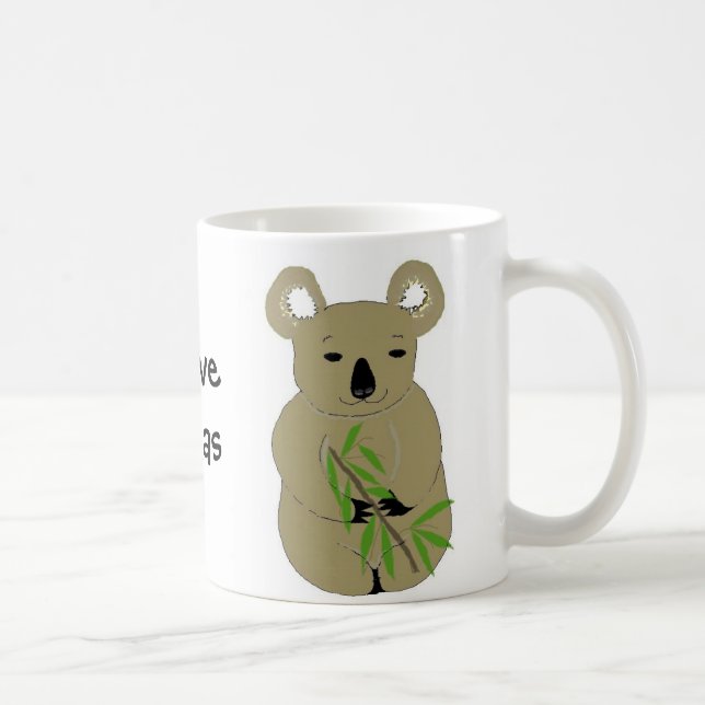 Caneca De Café Eu Amo Ursos Koalás (Direita)