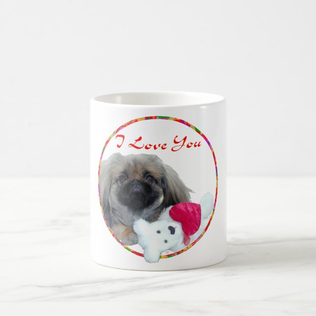 Caneca De Café Eu Amo Você Cachorrinho Pequinês (Centro)