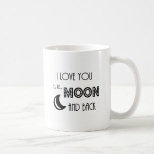 Caneca De Café eu amo você da lua e de volta preto branco