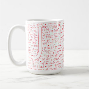 Caneca De Café Eu Amo Você J — Inicial Personalizada “J” Romântic