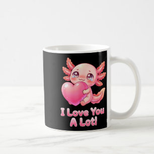 Caneca De Café Eu Amo Você Muito! Axolote Rosa Fofo Coração Garot