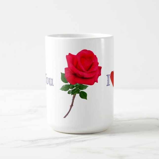 Caneca De Café Eu Amo Você Rosa Vermelha Única  (Centro)