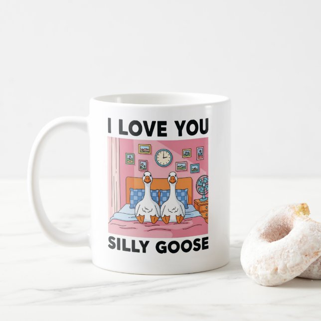 Caneca De Café Eu amo você Silly Goose (Com Donut)