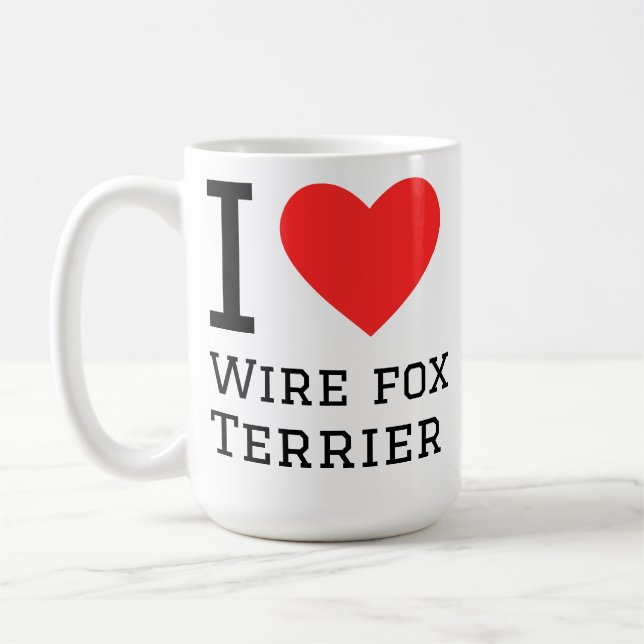 Caneca De Café Eu amo wire fox terrier (Esquerda)