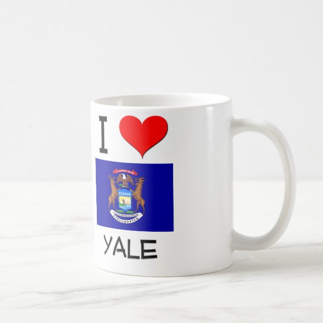Caneca De Café Eu amo Yale Michigan (Direita)