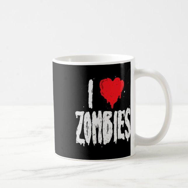Caneca De Café Eu Amo Zombies - Feriado Halloween Zombie Lover Qu (Direita)