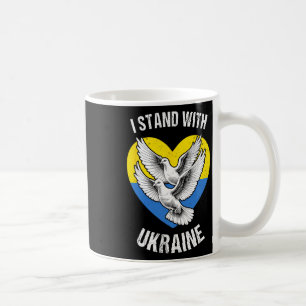 Caneca De Café Eu Apoio a Ucrânia Bandeira Ucraniana Coração Pomb