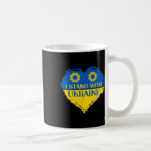 Caneca De Café Eu Apoio a Ucrânia Coração Bandeira Apoio Girassói