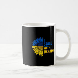Caneca De Café Eu Apoio a Ucrânia - Suporte Girassol e Bandeira d