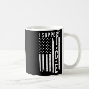 Caneca De Café Eu Apoio o ICE, Bandeira Americana dos Oficiais de