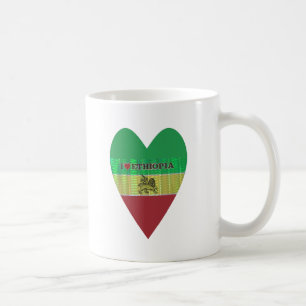 Caneca De Café Eu ♥ Bandeira - Amo Etiópia   Vermelho Dourado Ver