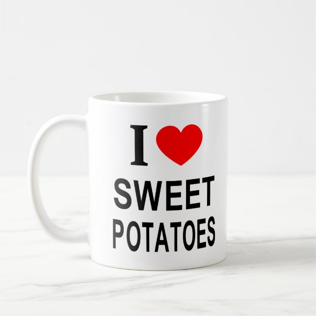 Caneca De Café Eu ❤️ BATATA DOCE Eu AMO BATATA DOCE Eu ADORO  (Esquerda)