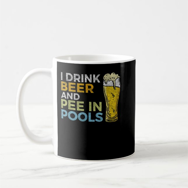 Caneca De Café Eu Bebo Cerveja E Pee Em Piscinas Engraçadas Vinta (Esquerda)
