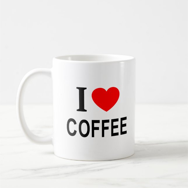 Caneca De Café Eu ❤️ CAFÉ Eu AMO CAFÉ Eu ADORO CAFÉ (Esquerda)