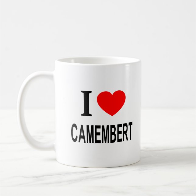 Caneca De Café Eu ❤️ CAMEMBERT Eu AMO CAMEMBERT Eu ADORO CAMEMBER (Esquerda)