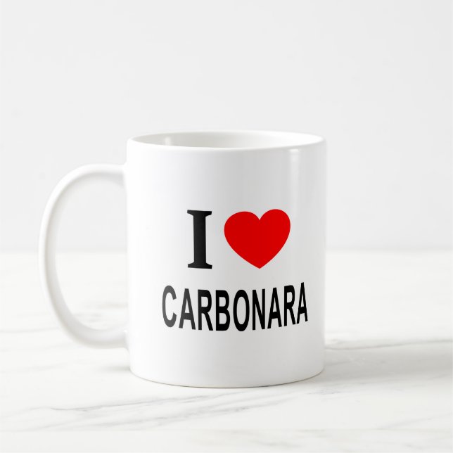 Caneca De Café Eu ❤️ CARBONARA Eu AMO CARBONARA Eu ADORO CARBONAR (Esquerda)