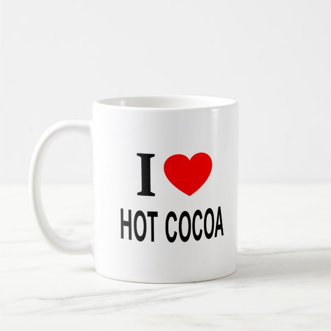Caneca De Café Eu ❤️ CHOCOLATE QUENTE Eu AMO CHOCOLATE QUENTE Eu  (Esquerda)