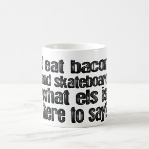 Caneca De Café Eu como o bacon e o skate