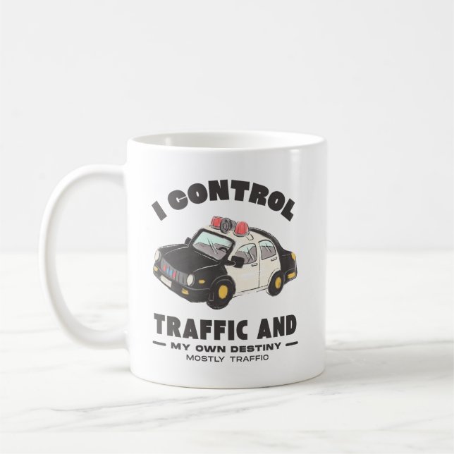 Caneca De Café Eu controlo o tráfego e determino o destino, princ (Esquerda)